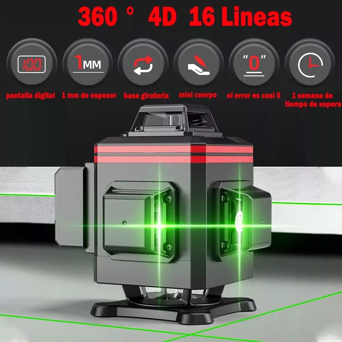 16 Líneas Niveles Laser 4d 3  Autonivelante Pantalla Digital Control Remoto