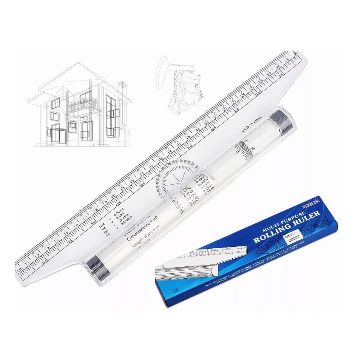 Multi Regla Rodante 30cm De Dibujo Rolling Roller Profesiona