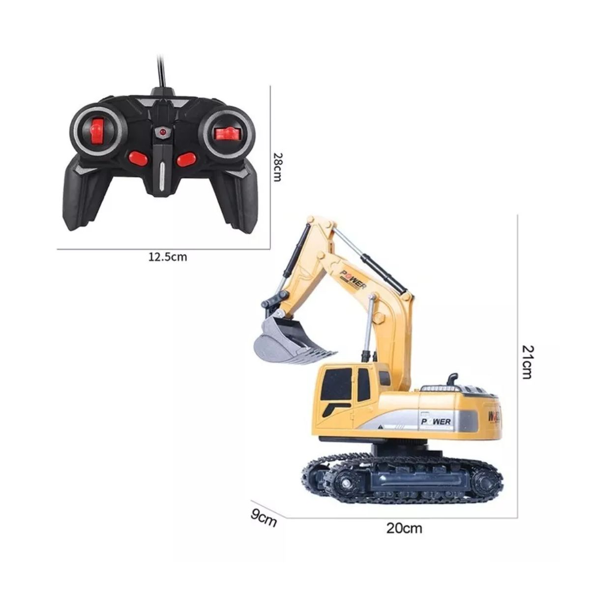Juguete Excavadora Control Remoto 6 canal para niños, Amarillo/Negro
