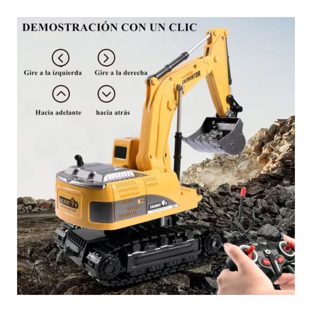 Juguete Excavadora Control Remoto 6 canal para niños, Amarillo/Negro