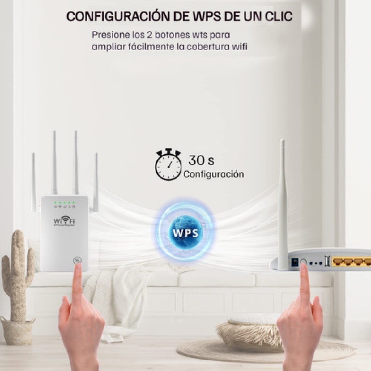 Amplificador Wifi Extensor Repetidor Señal De 4 Antena Blanco