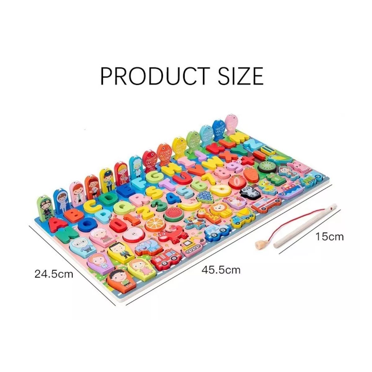 Juego Educativo Tablero Pesca Letra Número Animal para niños, Verde