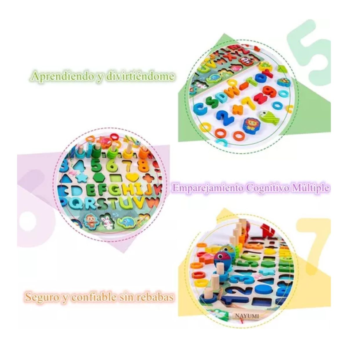 Juego Educativo Tablero Pesca Letra Número Animal para niños, Verde