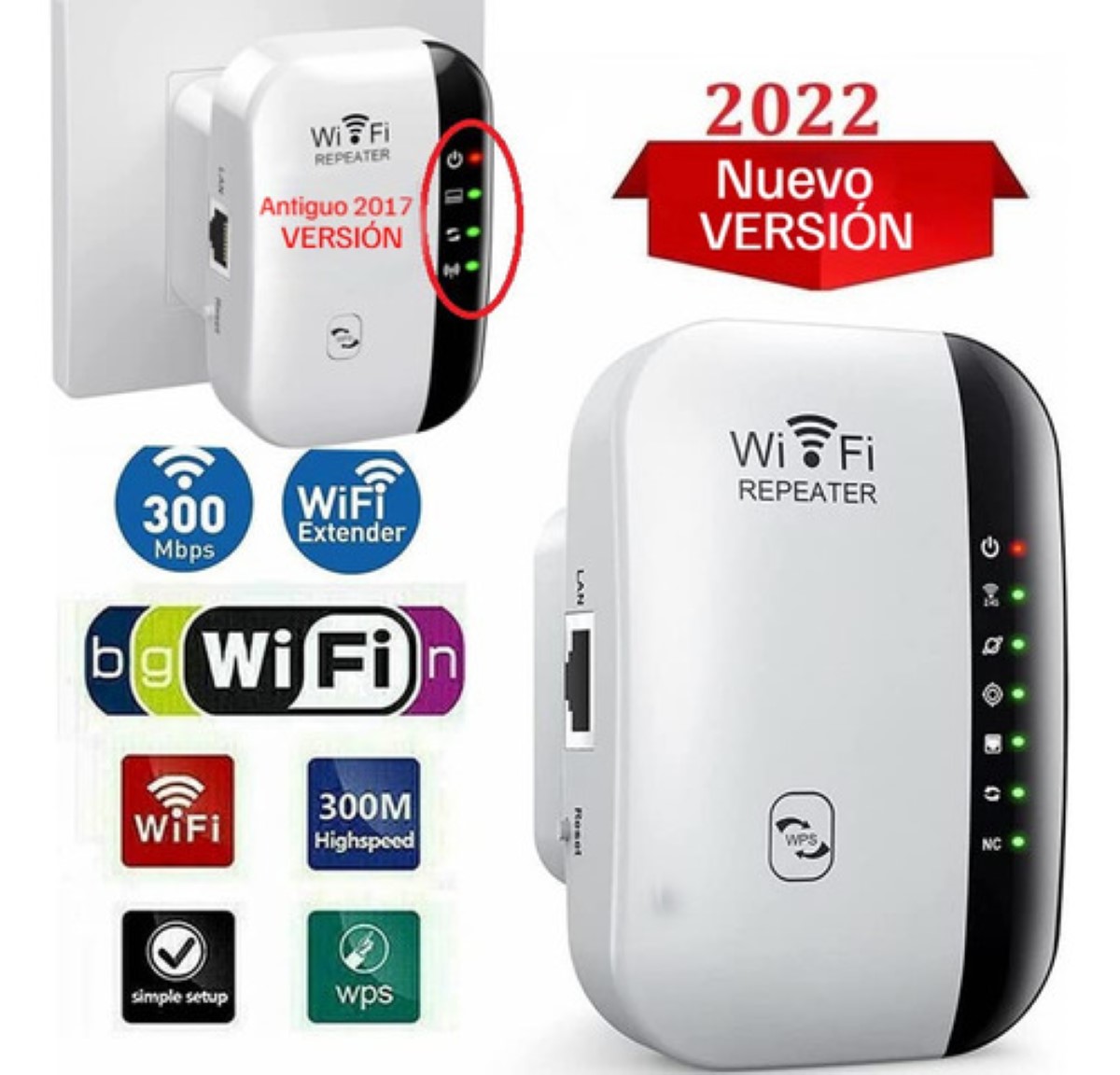 Repetidor Y Extendedor De Señal Wifi Wireless Señal Wifi Blanco/Negro