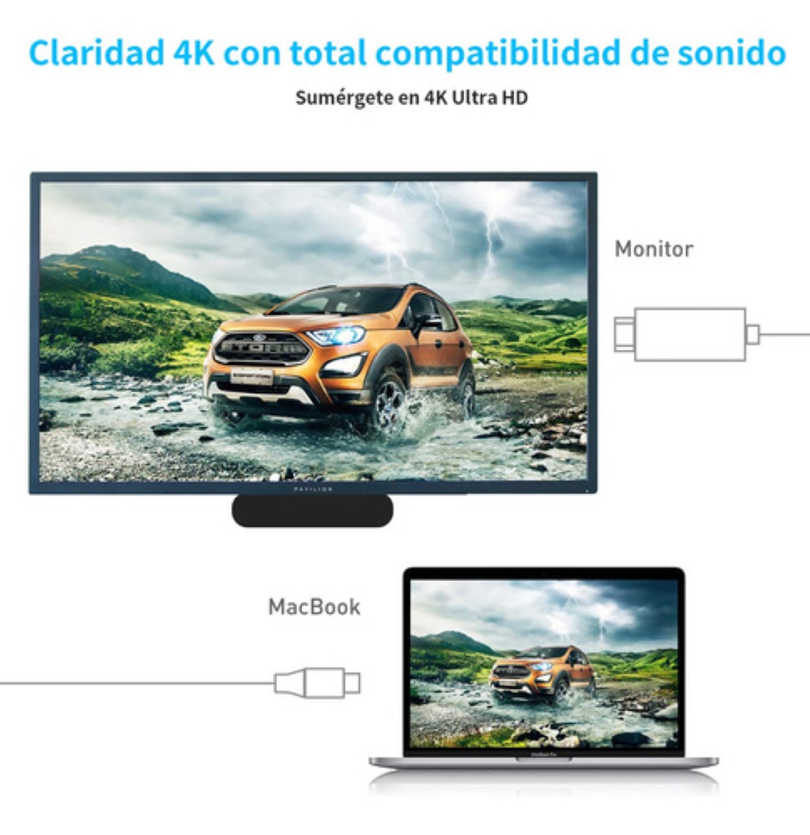 Cable 4k Usb C A Hdmi Adaptador Usb C 2 m Para Oficina En Casa, Rojo