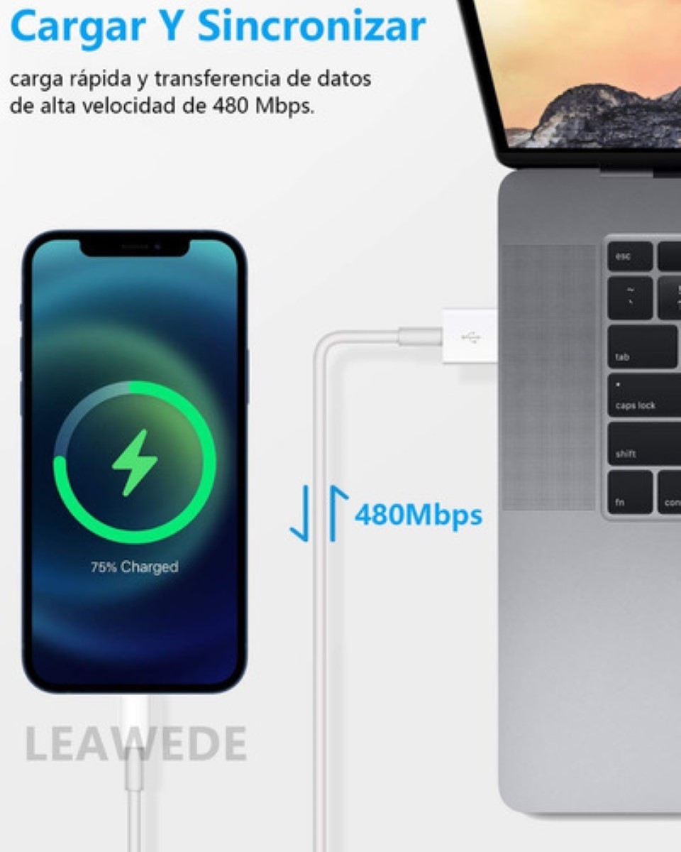 Cable De Cargador Usb Para iPhone iPad 1 Metro blnco