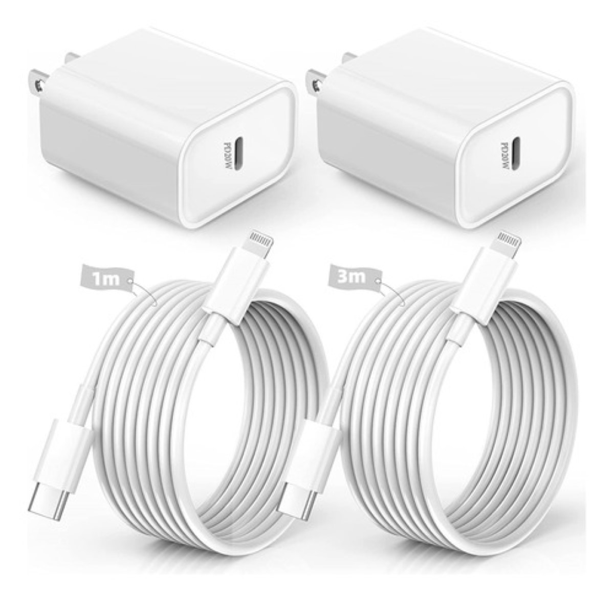 Cargador Tipo C 20w Carga Rápida Para iPhone 14 13 12 11 Blanco