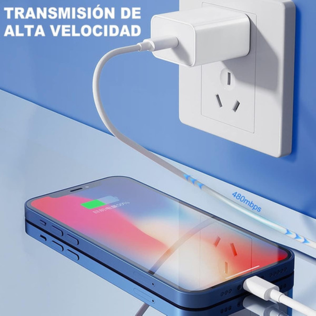 Cargador Tipo C 20w Carga Rápida Para iPhone 14 13 12 11 Blanco