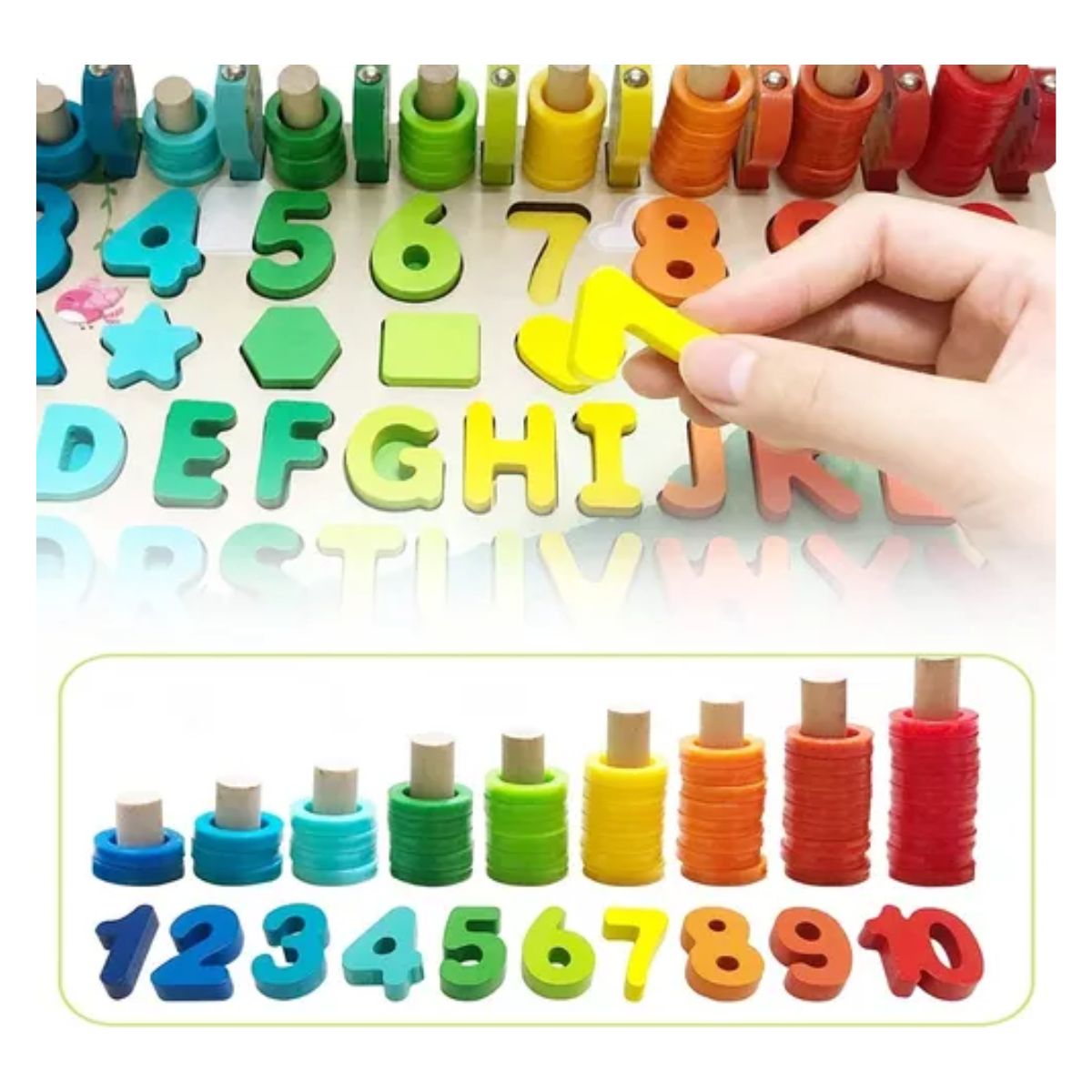 Juego Educativo Tablero Pesca Letra Número Animal para niños, Rojo