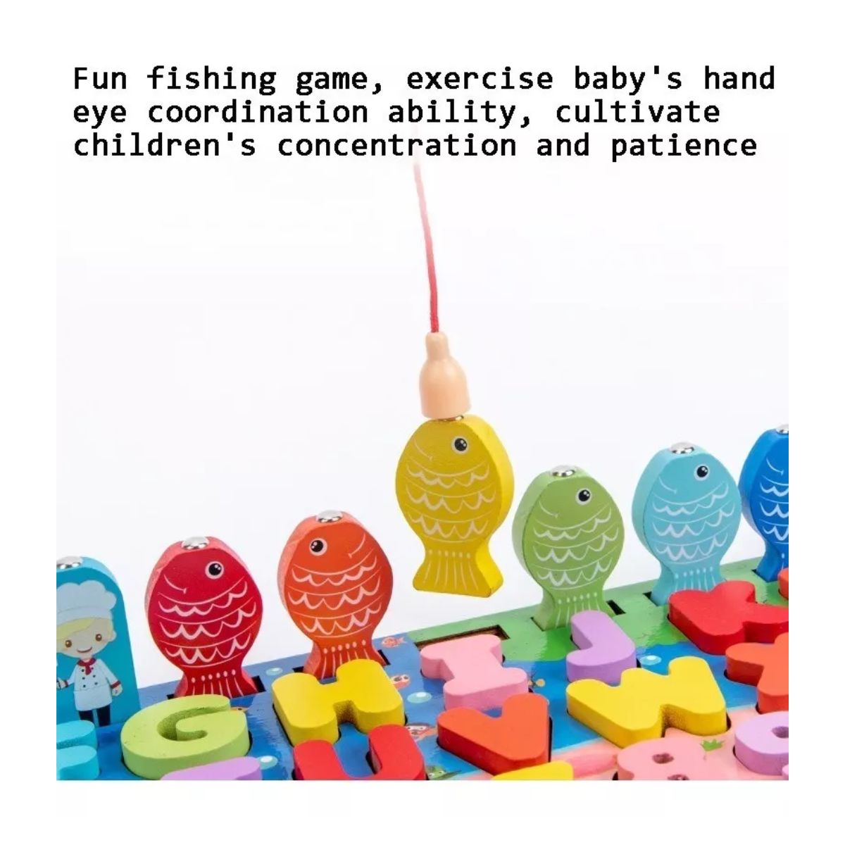 Juego Educativo Tablero Pesca Letra Número Animal para niños, Rosa