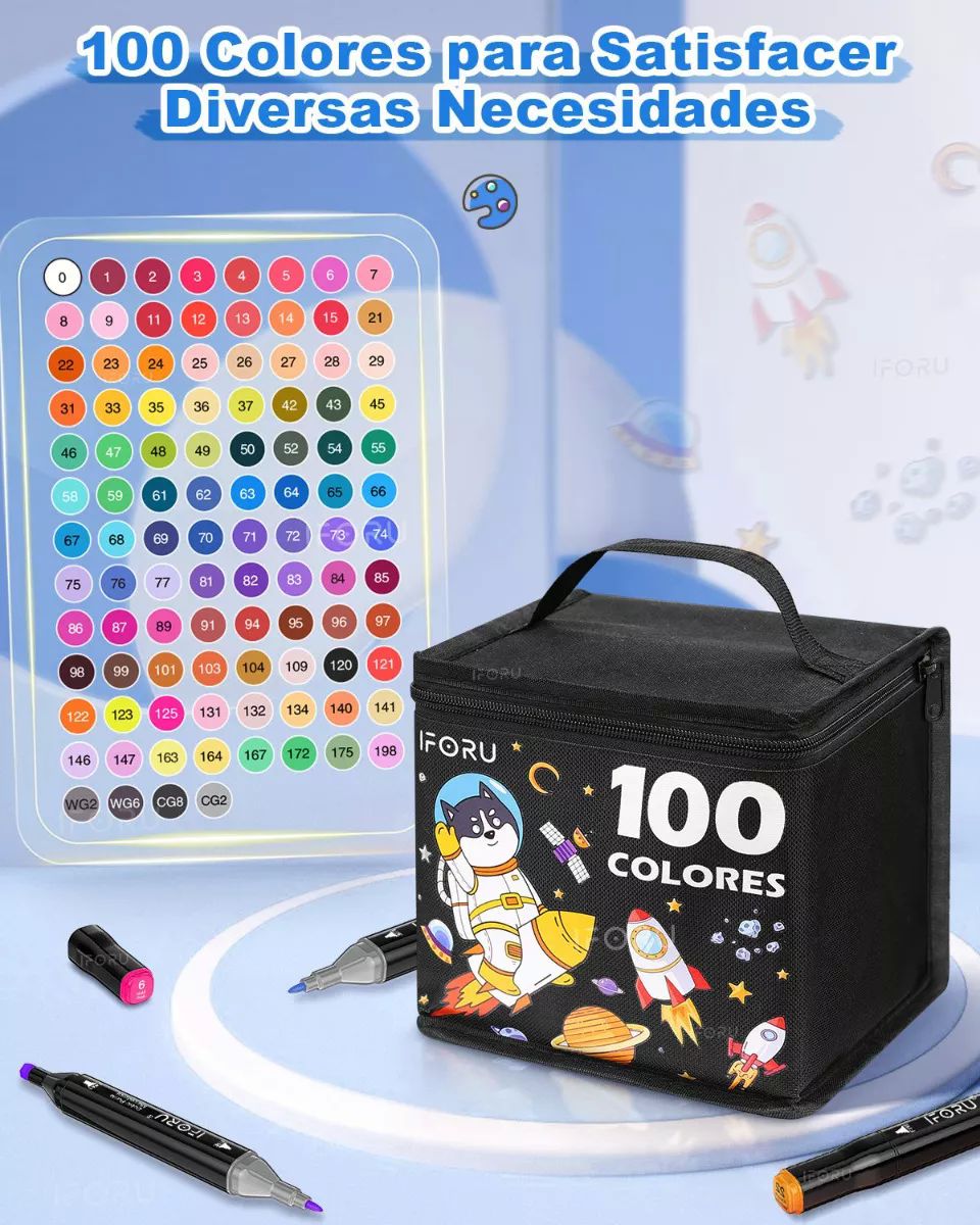 Marcadores Doble Punta Plumones Punta Pincel Iforu 100 Color