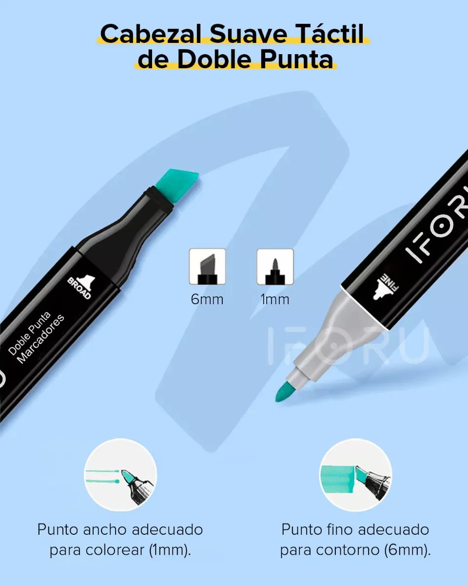 Marcadores Doble Punta Plumones Punta Pincel Iforu 168 Color