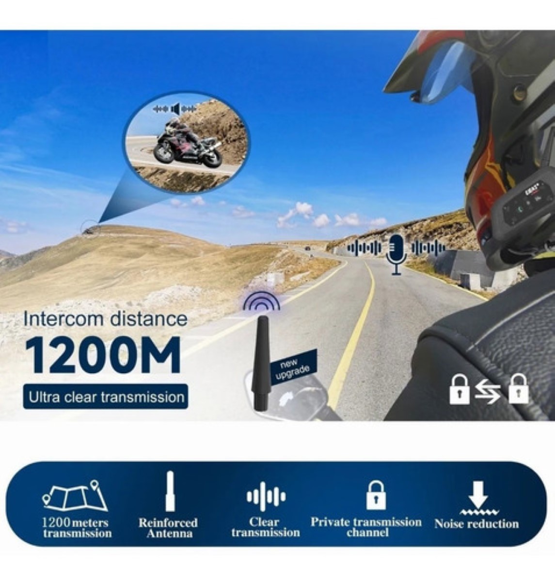 Intercomunicador V6pro Para Casco Motociclet-2pcs,bt, Ip65 Ngro