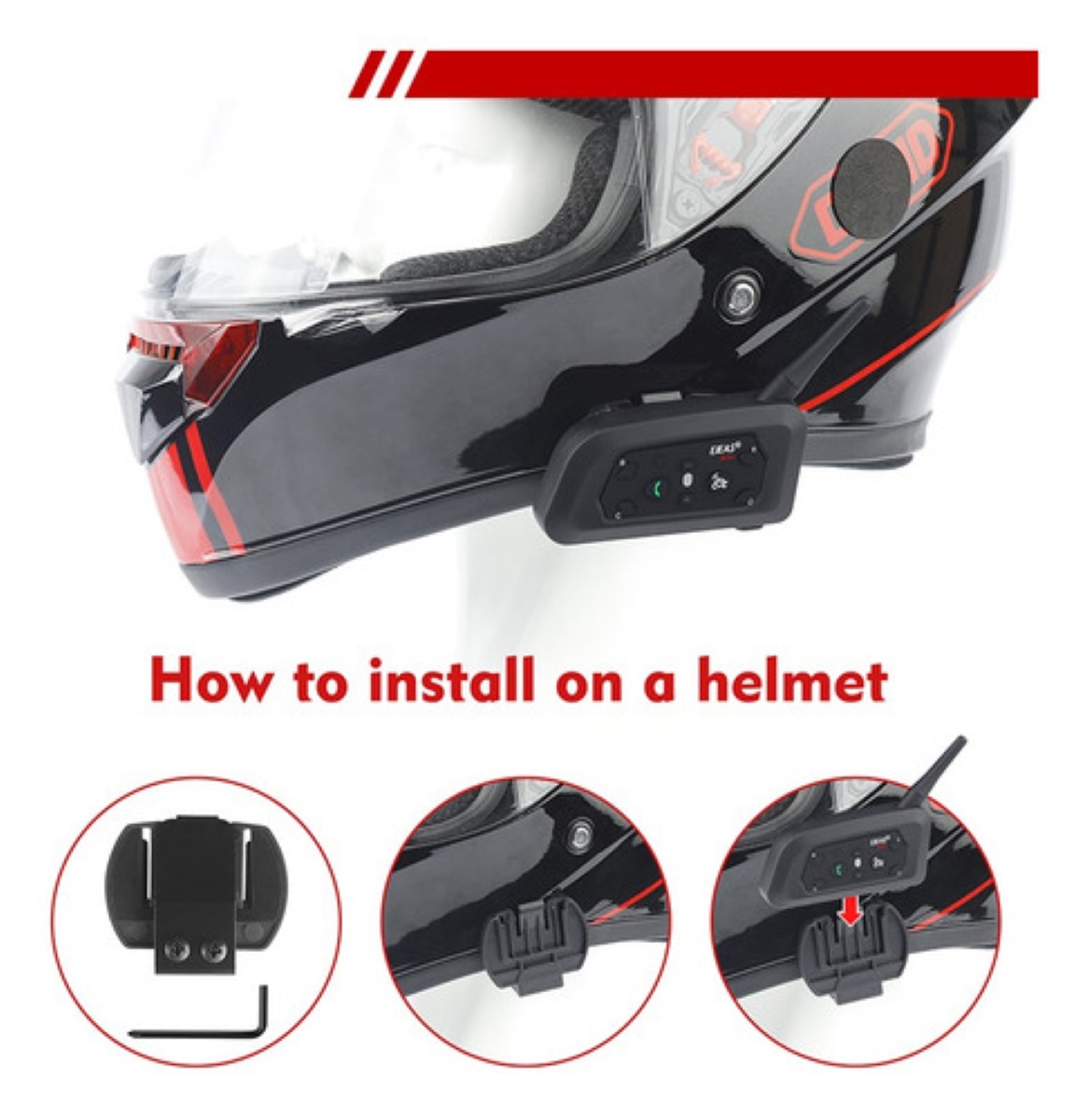 Intercomunicador V6pro Para Casco Motociclet-2pcs,bt, Ip65 Ngro