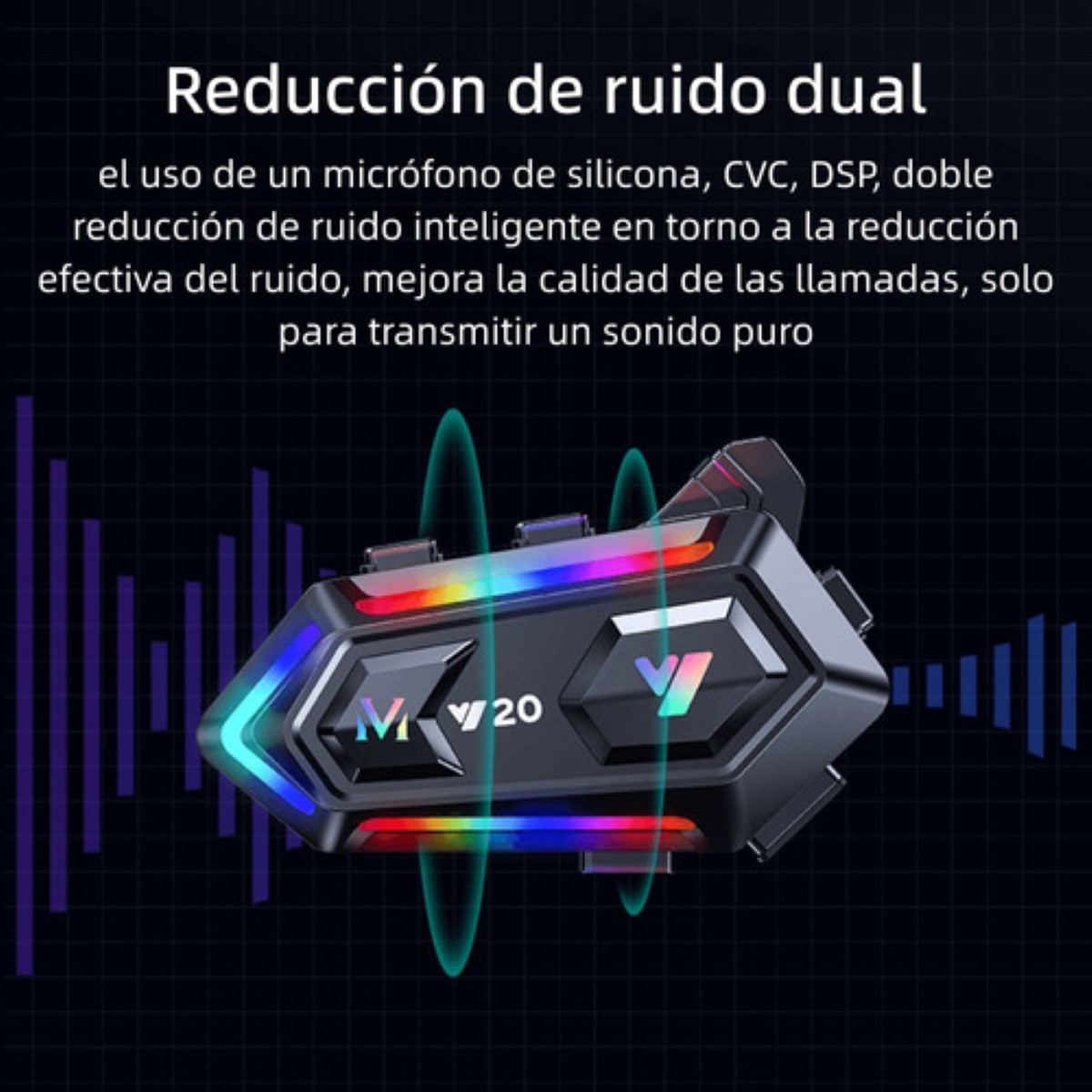 Audífonos Para Casco De Motos Bluetooth Para Casco 1000mah negro