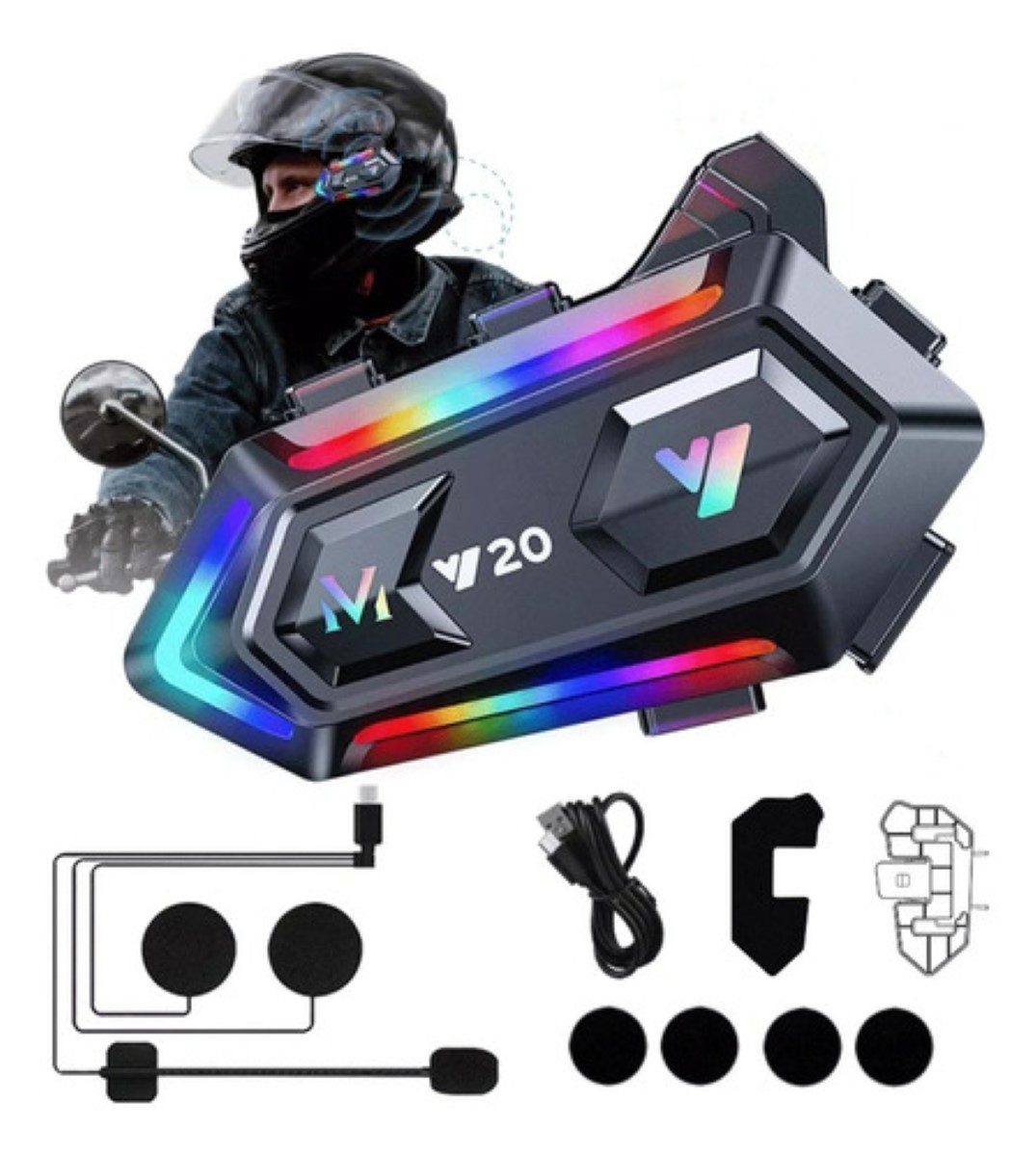 Audífonos Para Casco De Motos Bluetooth Para Casco 1000mah negro