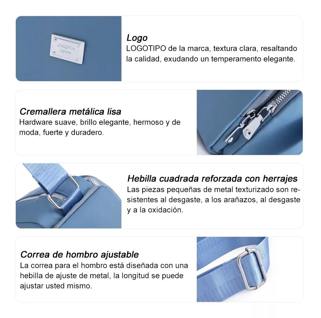 Bolsa Bandolera Mujer Moda Dama Crossbody Gran Capacidad color CELESTE