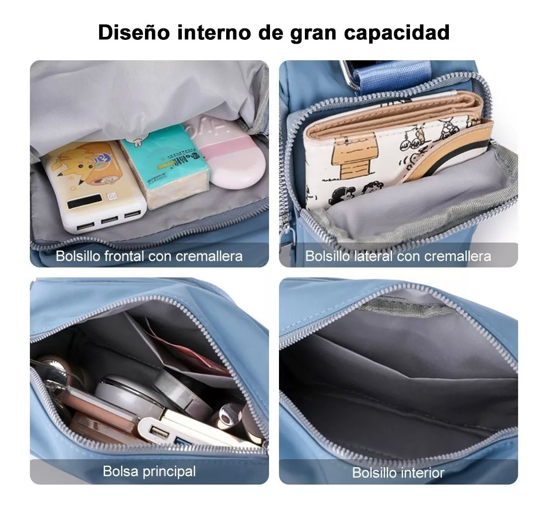 Bolsa Bandolera Mujer Moda Dama Crossbody Gran Capacidad color CELESTE