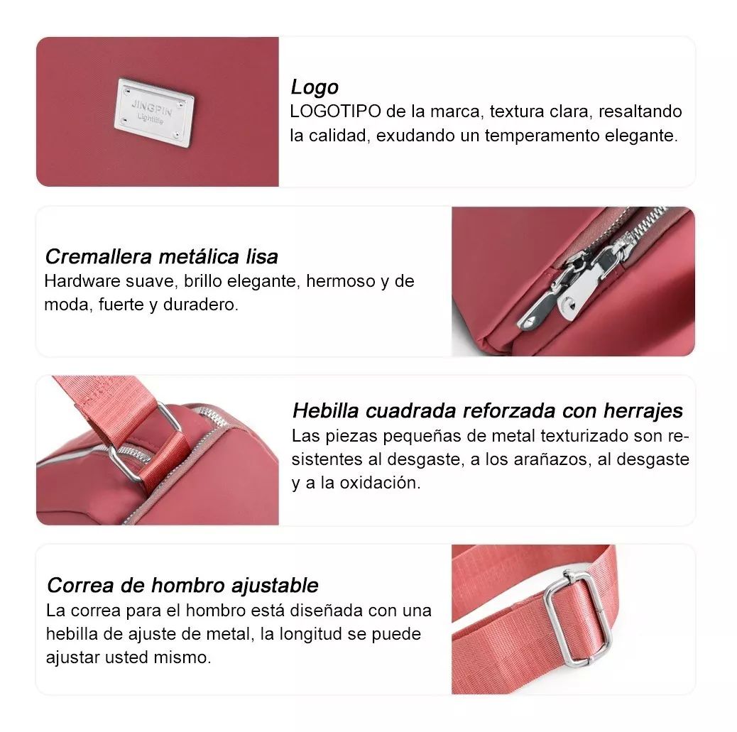 Bolsa Bandolera Mujer Moda Dama Crossbody Gran Capacidad color ROSA OSCURO.