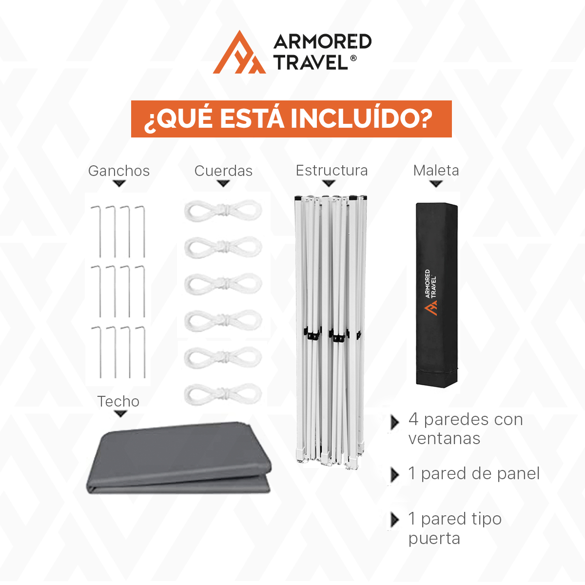 Toldo con paredes Carpa plegable retráctil 3x6 m premium para jardín eventos Reforzado con maleta Armored Travel.