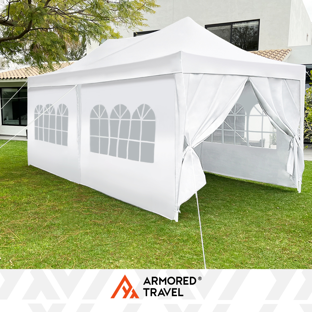 Toldo con paredes Carpa plegable retráctil 3x6 m premium para jardín eventos Reforzado con maleta Armored Travel.