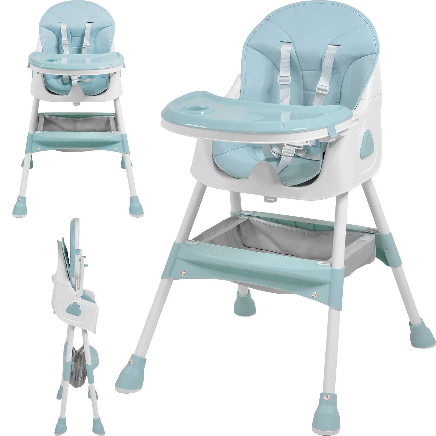 Silla Periquera Bebe Alta Plegable 2 Niveles 12-72 Meses Azul