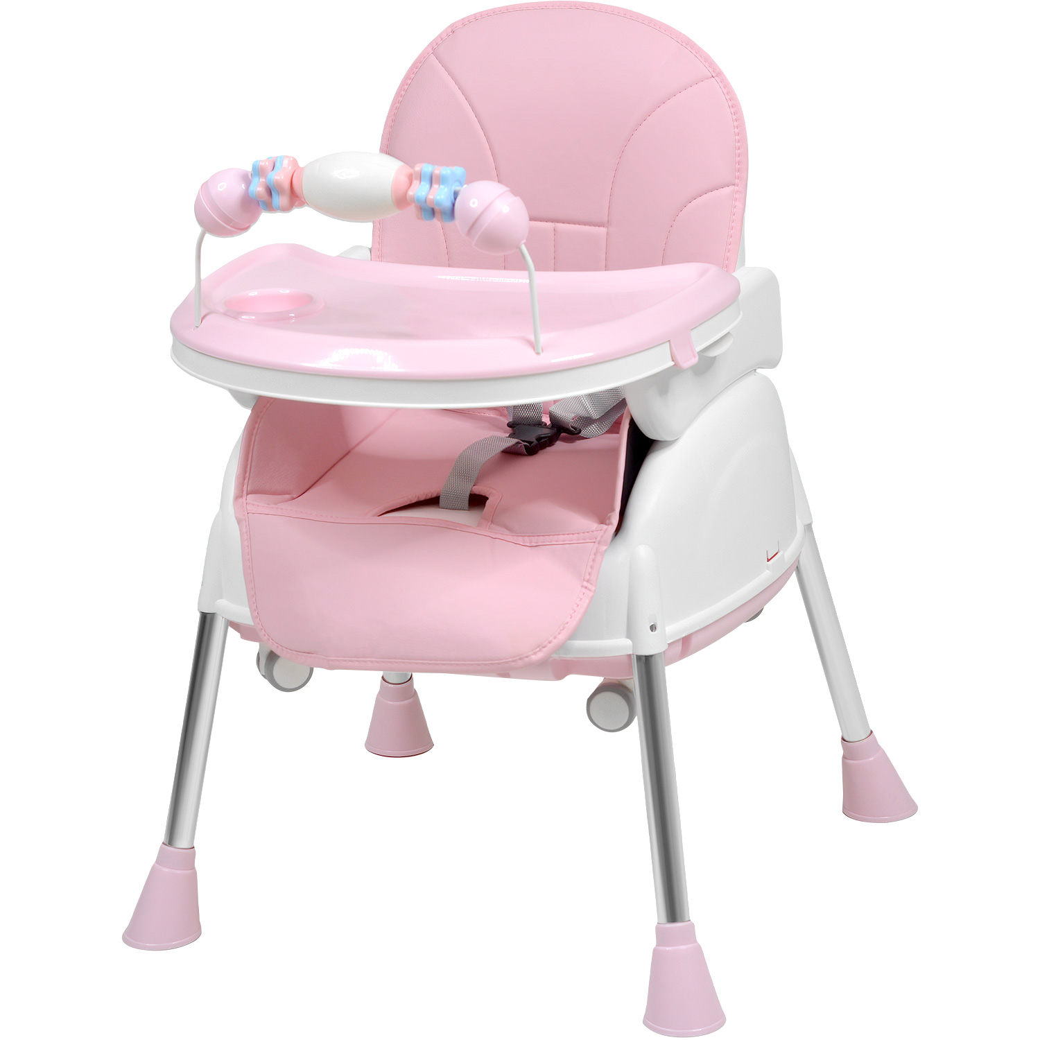 Silla Alta Periquera 4 En 1  Bebe Ajustable Comer Rosa