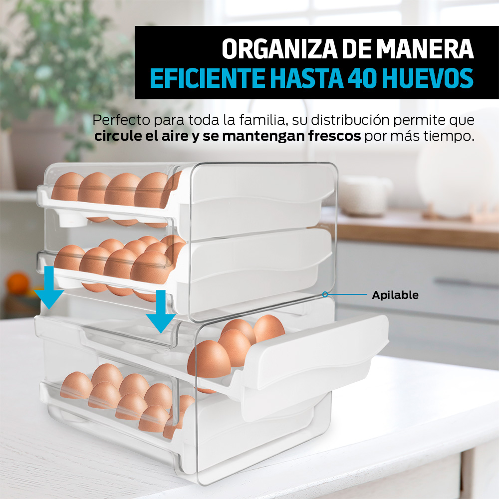 Organizador de huevos para refrigerador 7,6x10,8x36,8cm acrílico