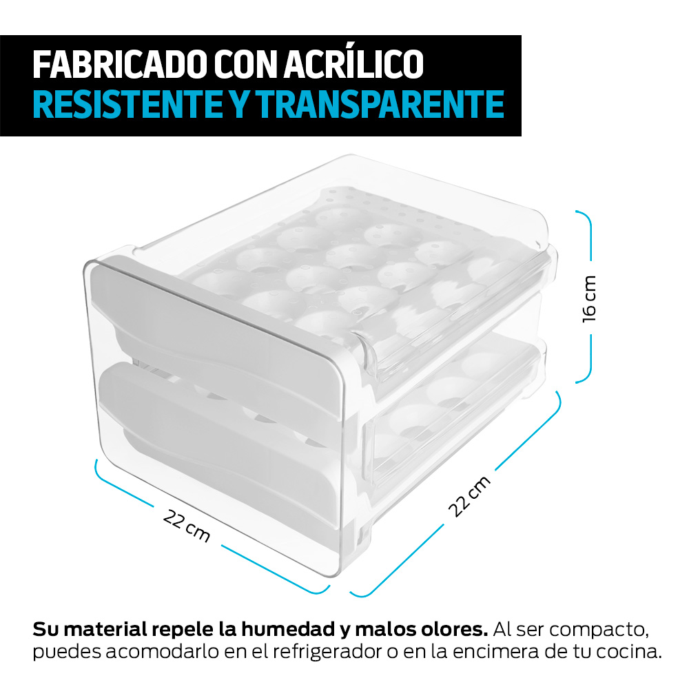 Organizador De Huevos Cocina Nevera 14 Huevos Apilable GENERICO