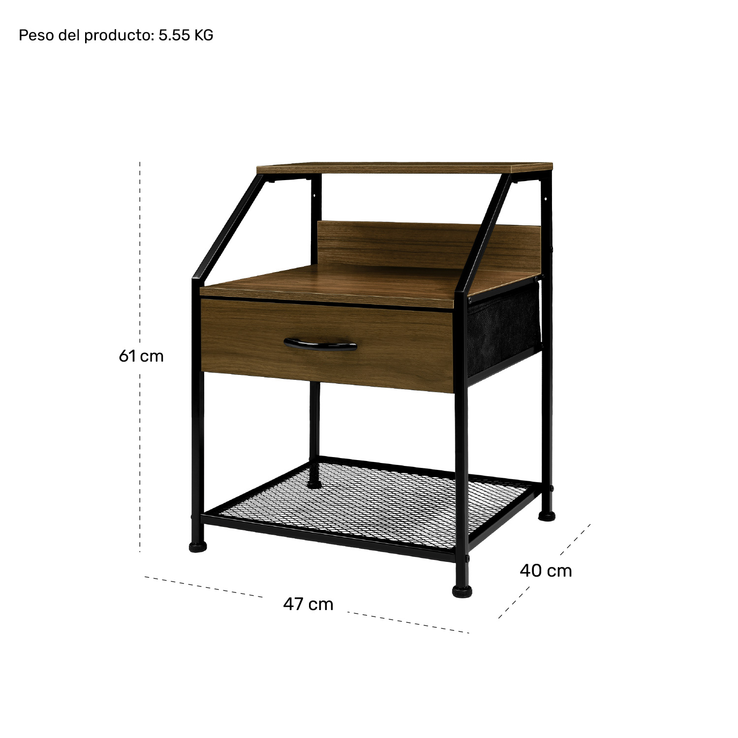 Mueble Buro Comoda Mesa Noche Balda 1 Cajon Moderno Cafe