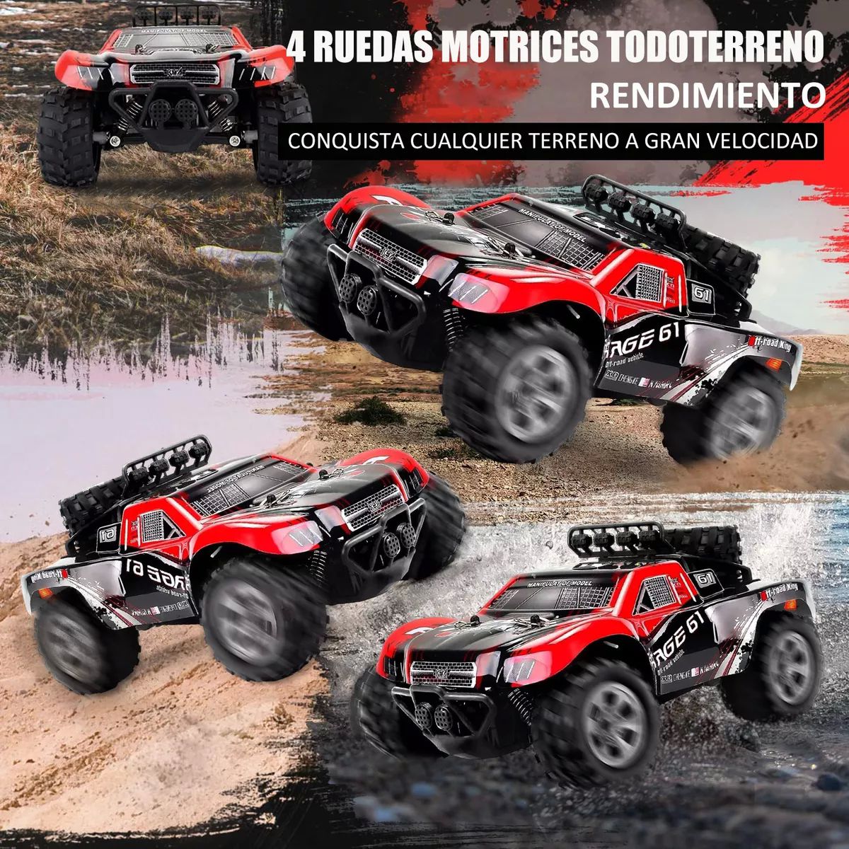 Monster Truck Carro Control Remoto Todo Terreno Juguetes De Carro