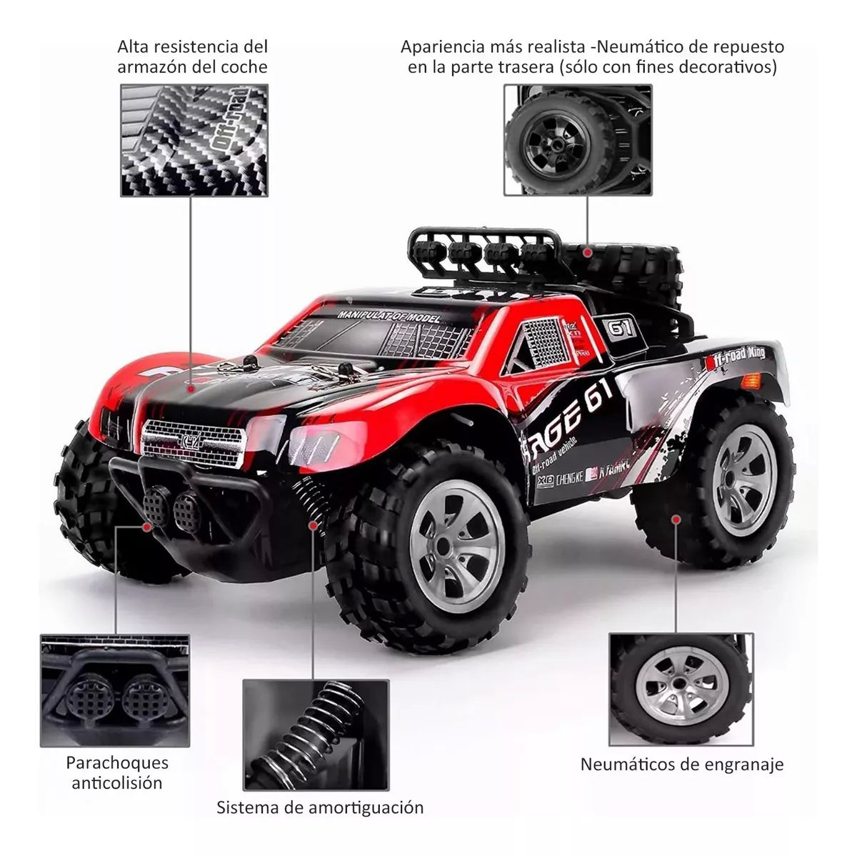 Juguetes De Carro Control Remoto Todo Terreno 1:18+2baterías