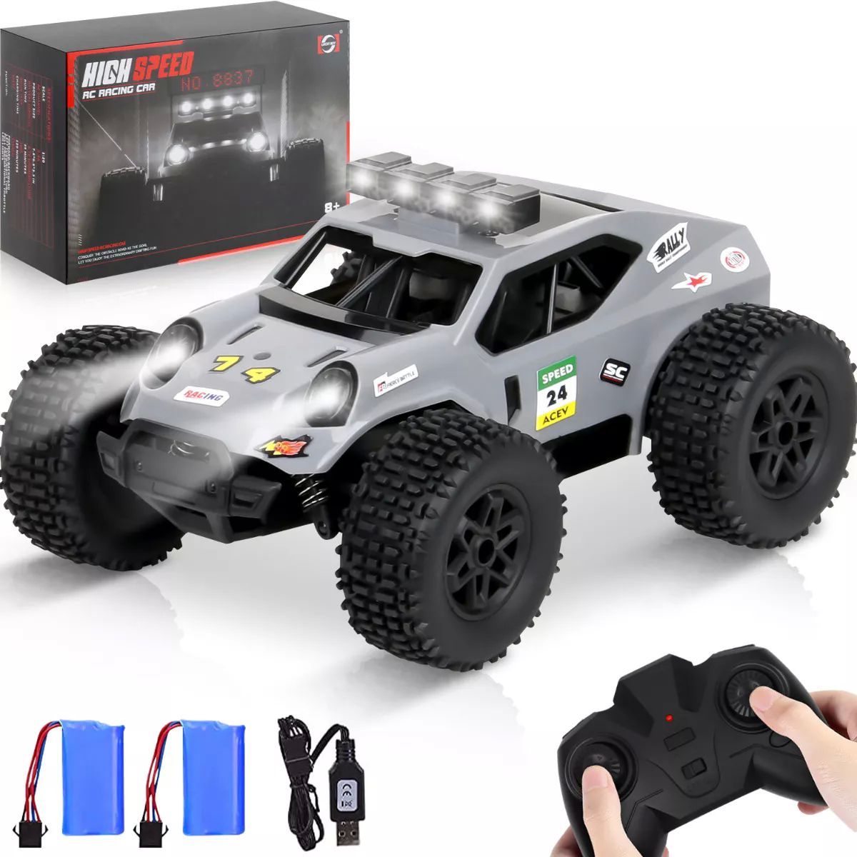 Todo Terreno Juguete Carros Control Remoto Diy Con Led Luces