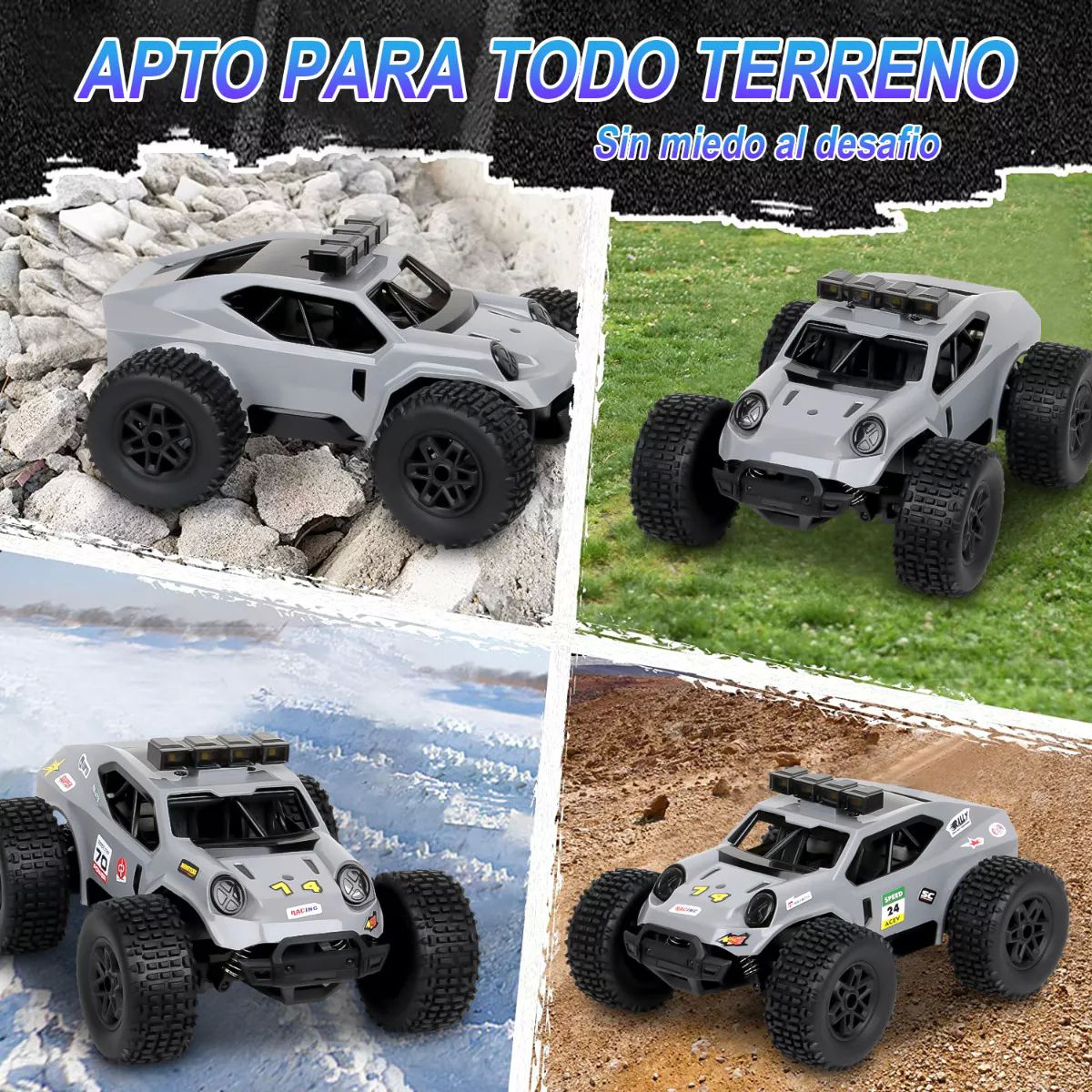 Todo Terreno Juguete Carros Control Remoto Diy Con Led Luces