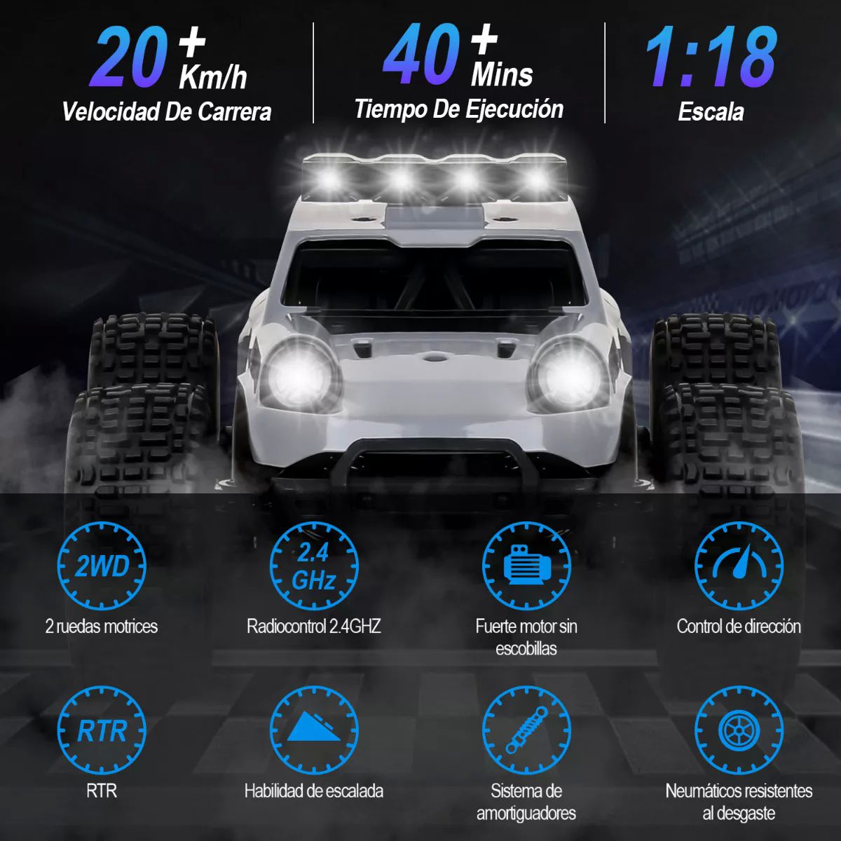 Todo Terreno Juguete Carros Control Remoto Diy Con Led Luces