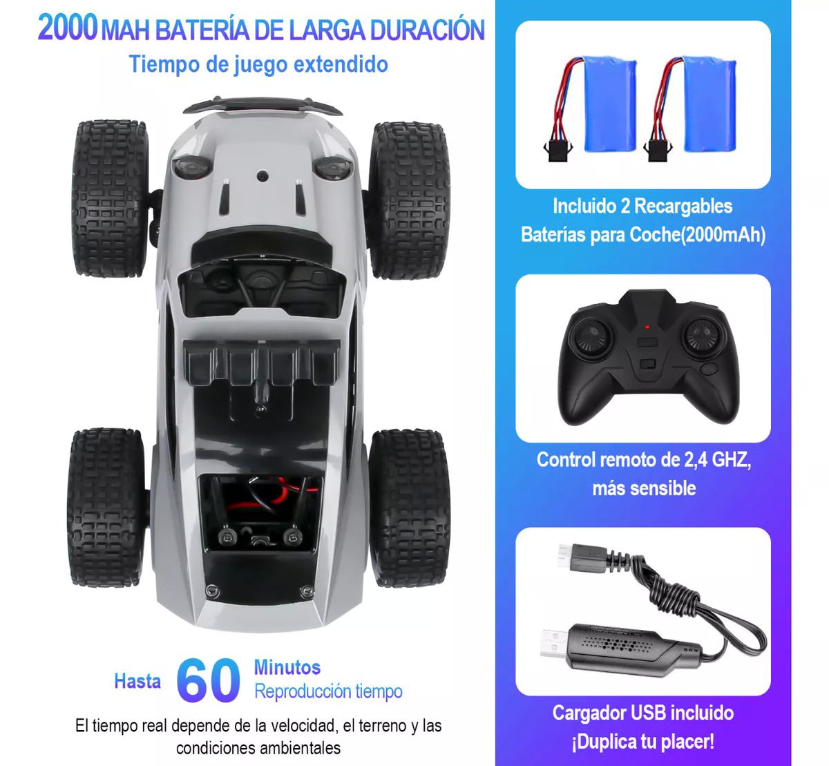 Todo Terreno Juguete Carros Control Remoto Diy Con Led Luces