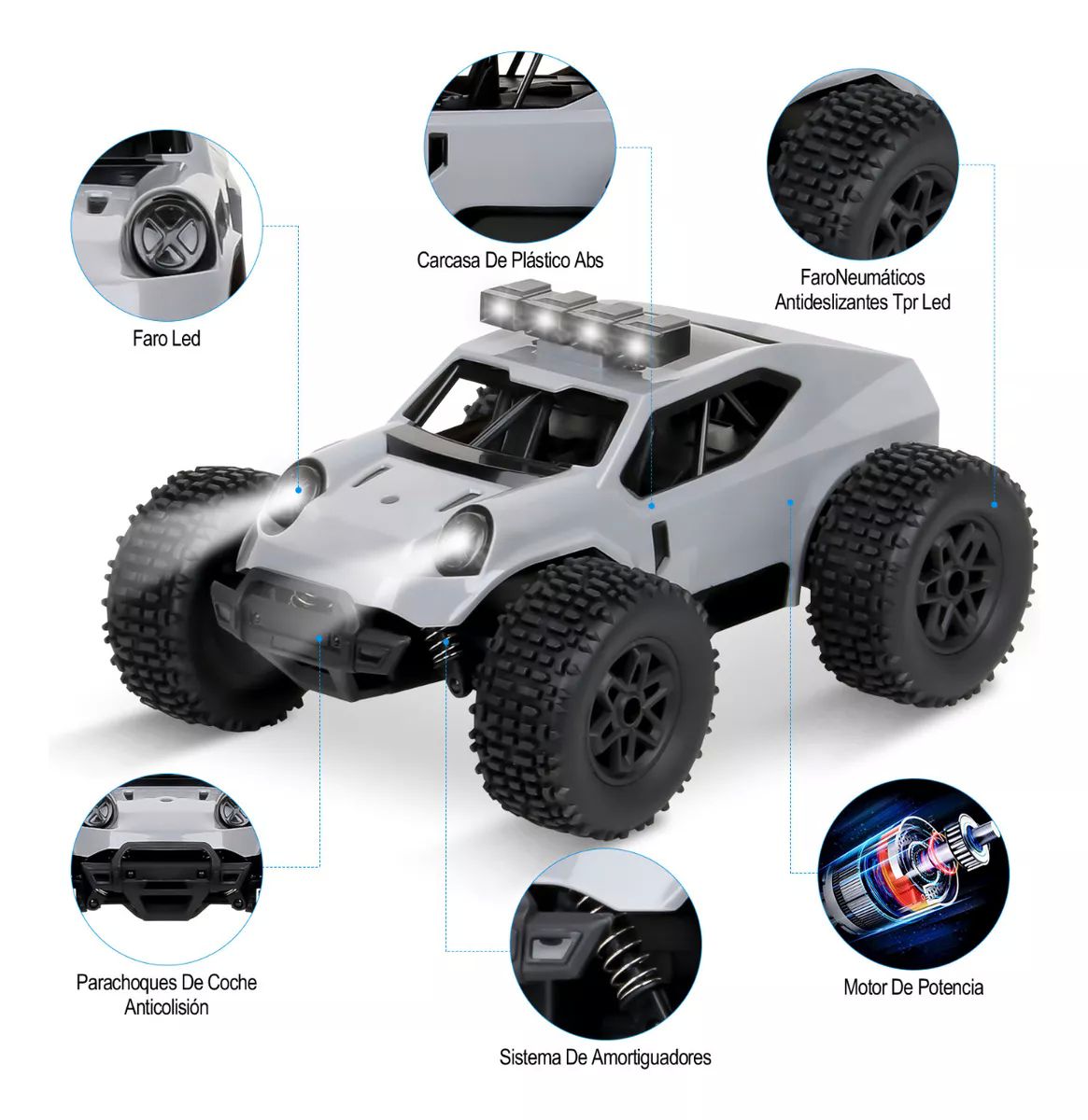 Todo Terreno Juguete Carros Control Remoto Diy Con Led Luces