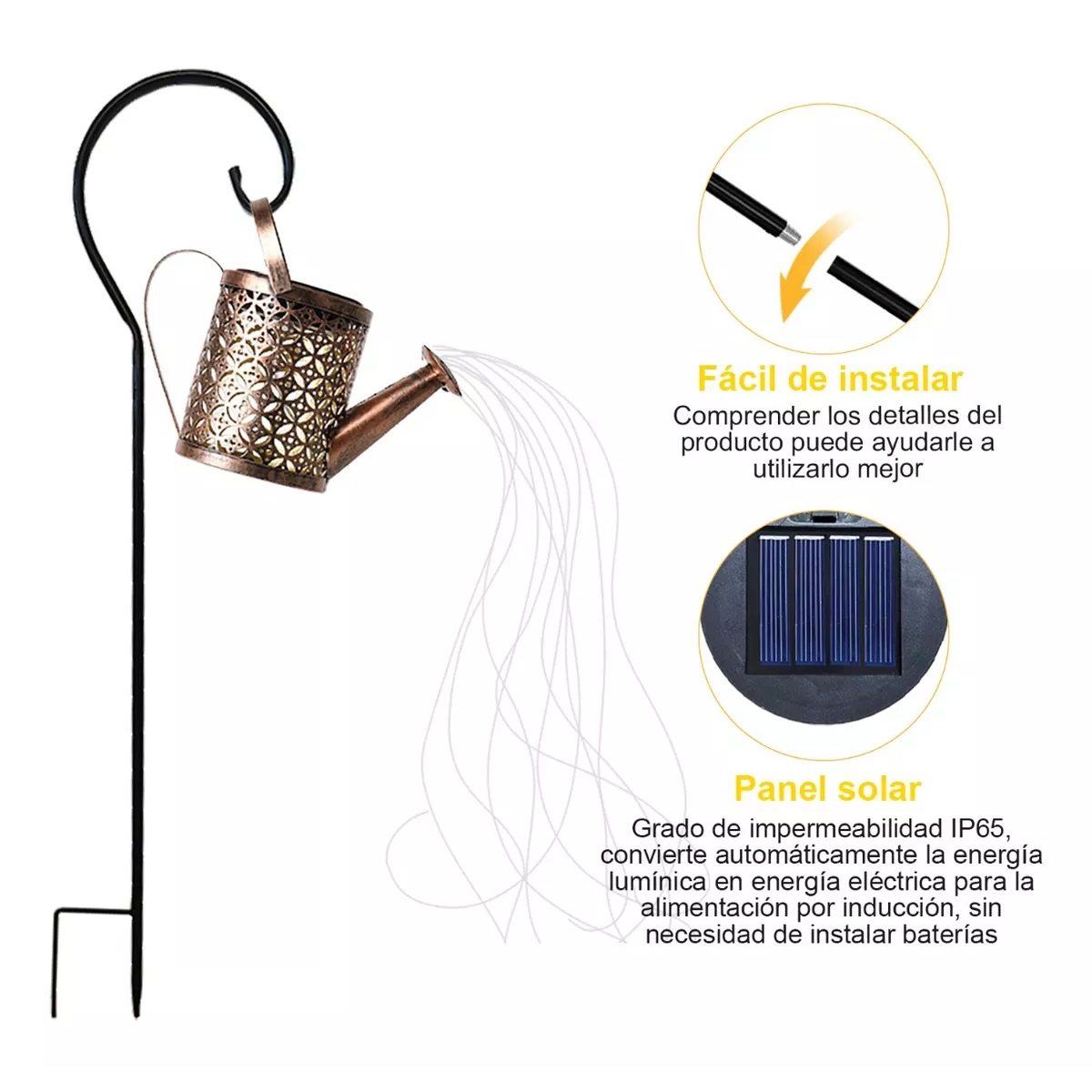 Lámpara Solar Decorativa Impermeable Para Jardín Exterior Amarillo