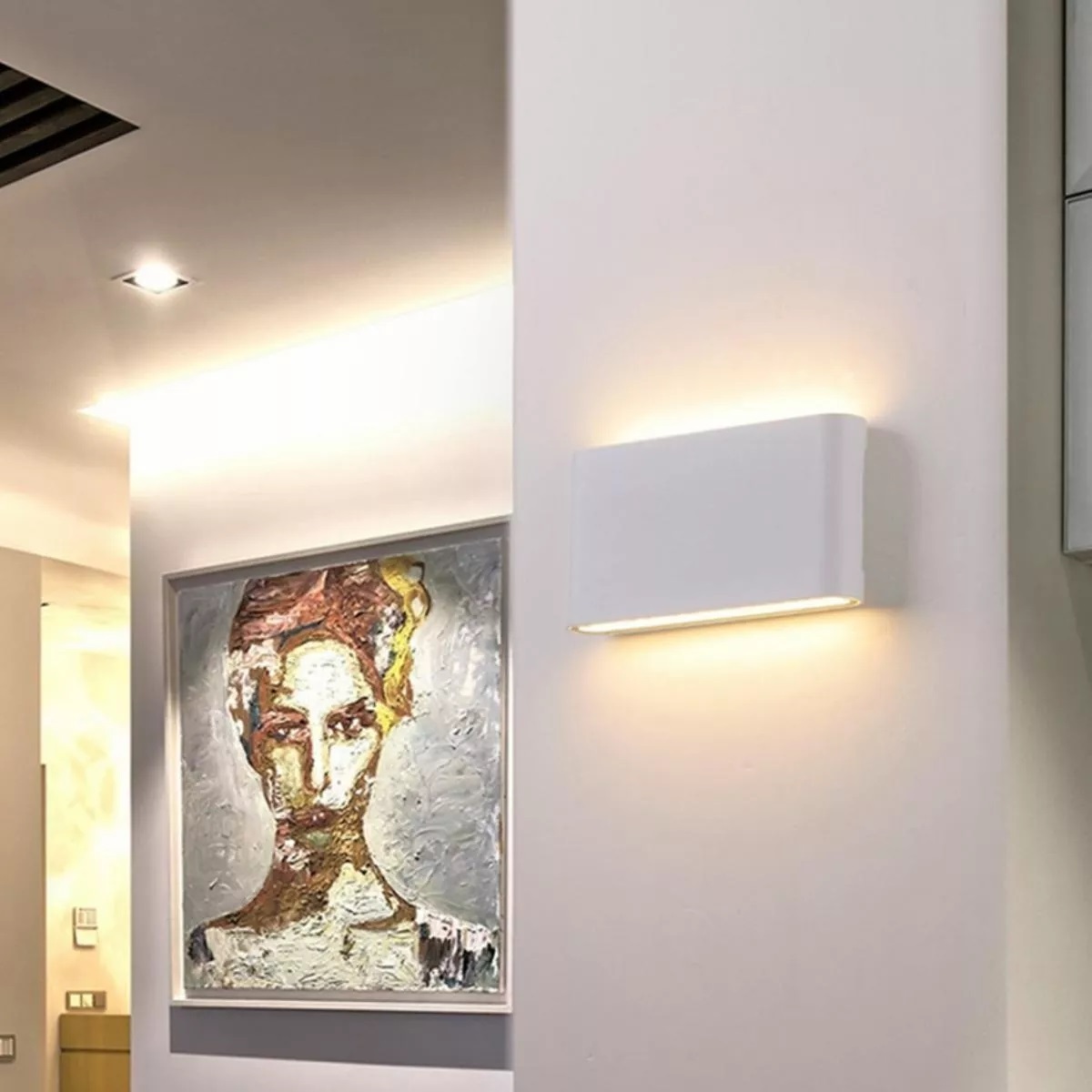 Lampara Arbotante Pared Exterior Interior Para Baño Led 12w Blanco