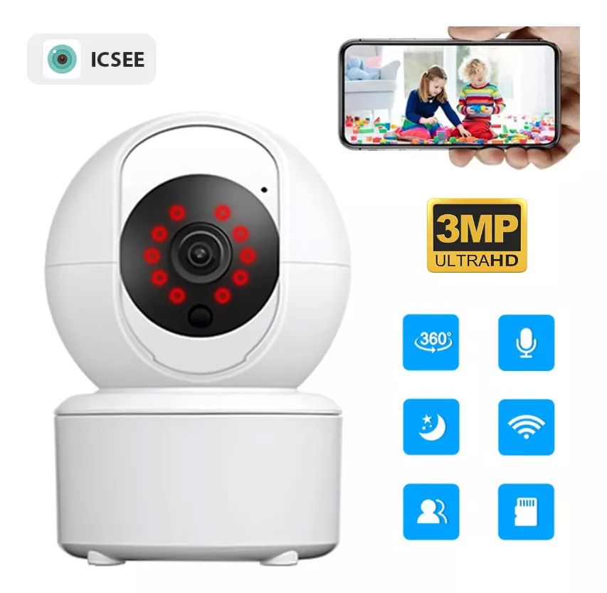 Cámara Inteligente Icsee 3mp Con Wifi Y Control Por App