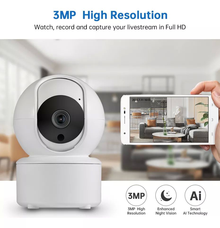 Cámara Inteligente Icsee 3mp Con Wifi Y Control Por App