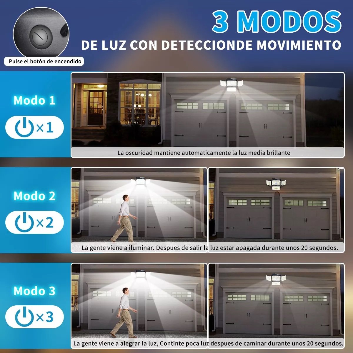 Lámpara Solar Jardin Luz Solar Para Exterior 250 Led