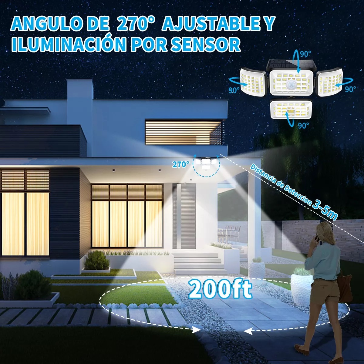 Lámpara Solar Jardin Luz Solar Para Exterior 250 Led