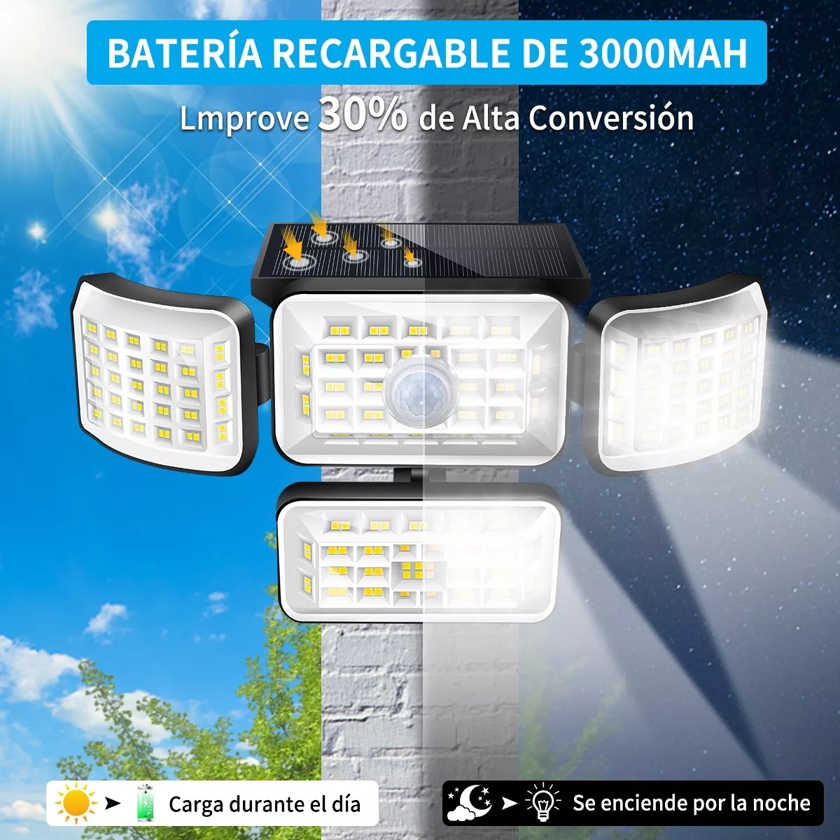 Lámpara Solar Jardin Luz Solar Para Exterior 250 Led