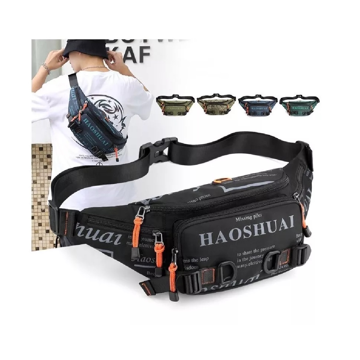 Pechera Riñonera Impermeable Hombre De Nailon Gran Capacidad