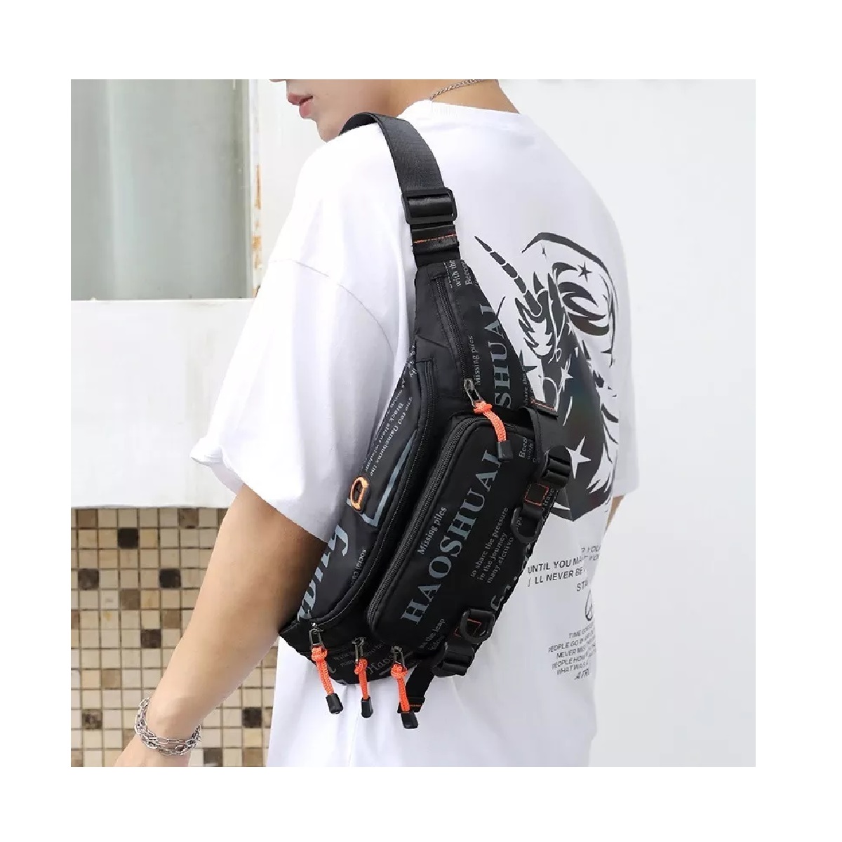 Pechera Riñonera Impermeable Hombre De Nailon Gran Capacidad