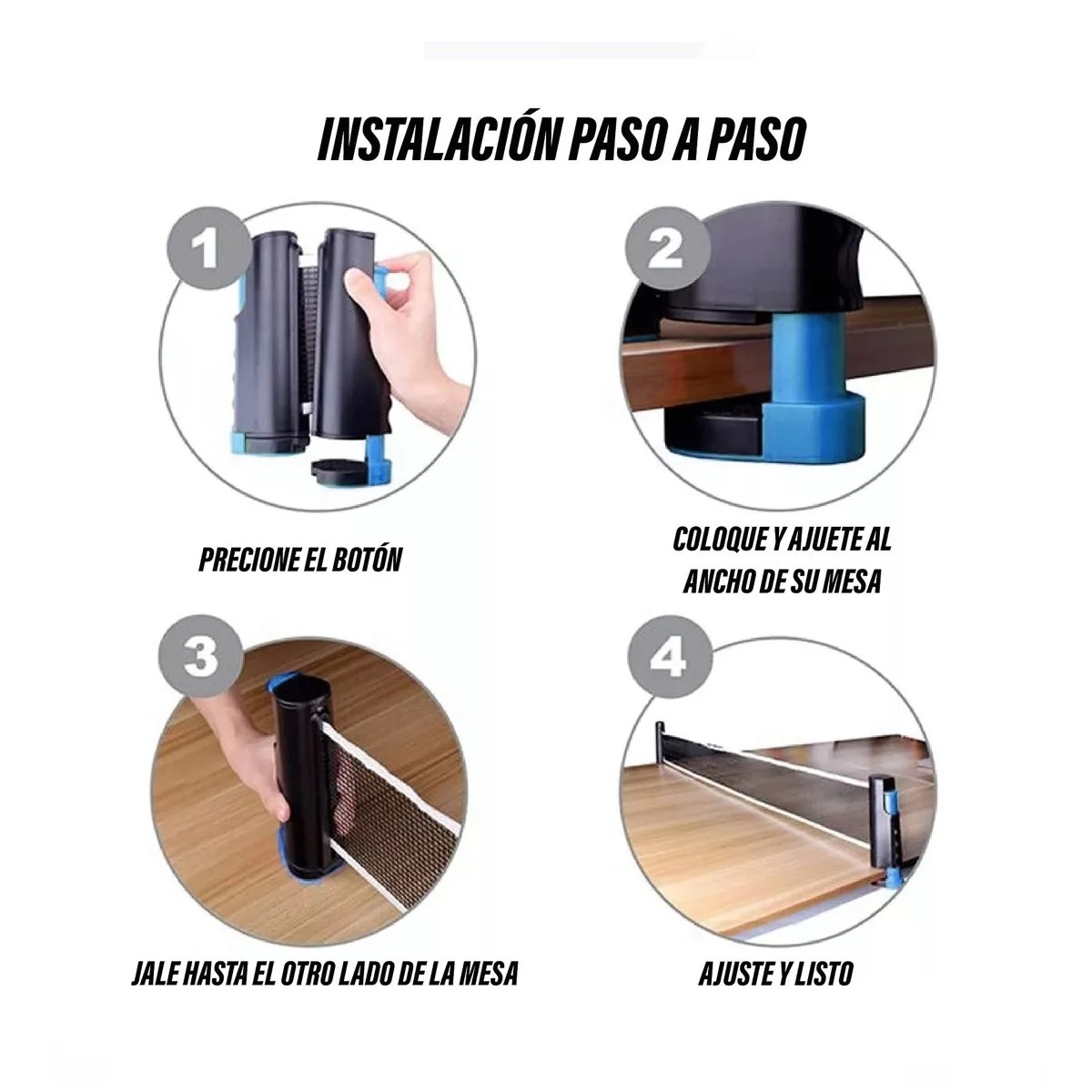 Juego De Ping Pong Mesa Portátil Con Red Retractil 2 Raqueta