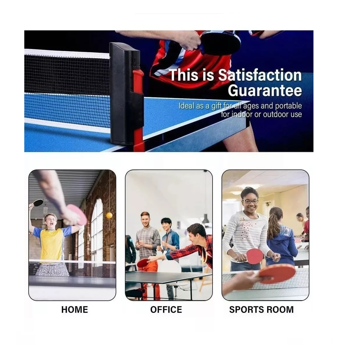 Juego De Ping Pong Mesa Portátil Con Red Retractil 2 Raqueta