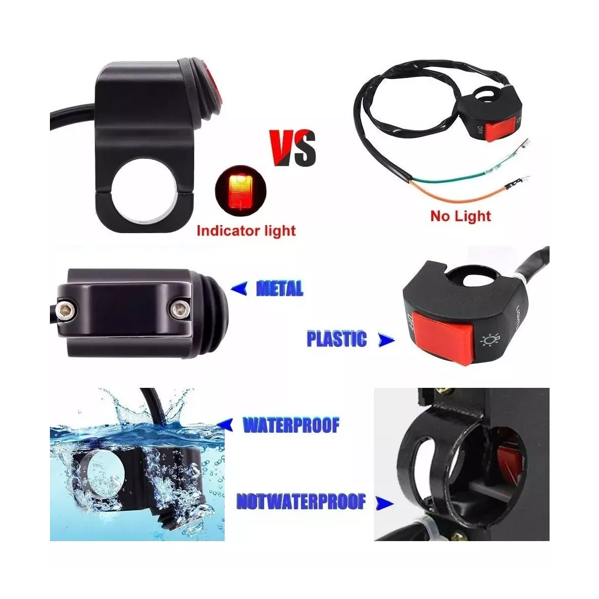 Switch 3 Pasos Off/on De Aluminio Manubrio Motocicleta Bici