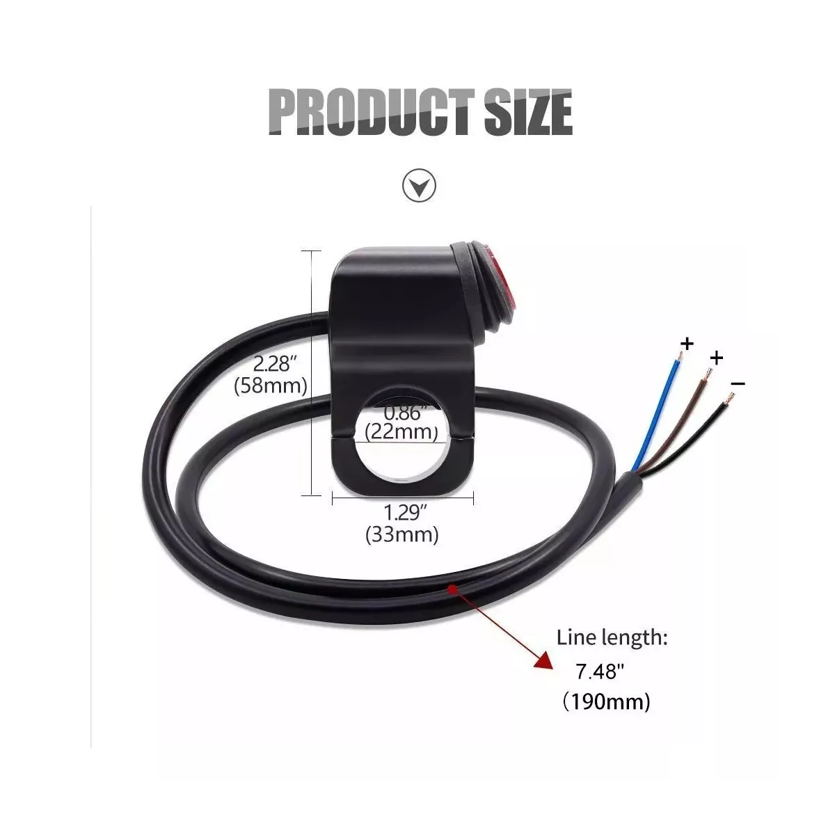 Switch 3 Pasos Off/on De Aluminio Manubrio Motocicleta Bici